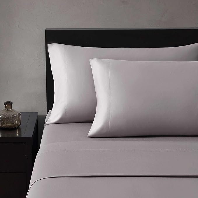 Vera Wang - Queen Sheet Set, Luxury Sateen Cotton Bedding, 800 Thread Count, Soft & Smooth Bedding Set (Plum, Queen)