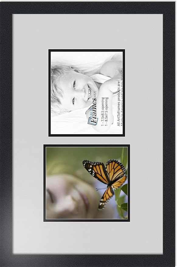 ArtToFrames Double-Multimat-108-756/89-FRBW26079 Collage Photo Frame Double Mat with 2-7.5x8.5 Openings and Satin Black Frame