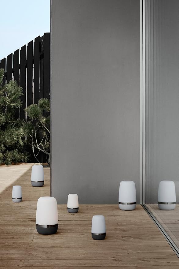 Blomus Spirit LED Battery Outdoor Lamp Rechargeable Table Lamp with USB Cable Size S (Warm Grey)