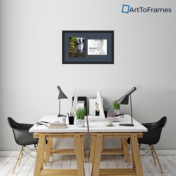 Art to Frames Double-Multimat-107-586/89-FRBW26079 Collage Photo Frame Double Mat with 2 - 8x10 Openings and Satin Black Frame