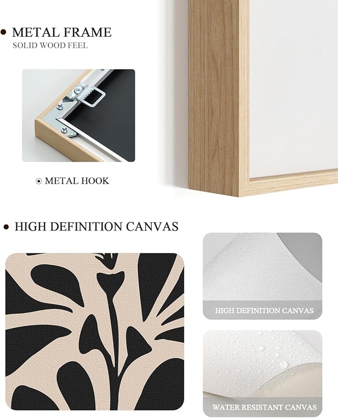 VIYYIEA Large Framed Canvas Wall Art, 24x36in Set of 3, Black White Abstract Floral Art Painting for Living Room Bedroom Office, Above of Bed Modern Minimalist Decor, Big Oversized Vertical Artwork
