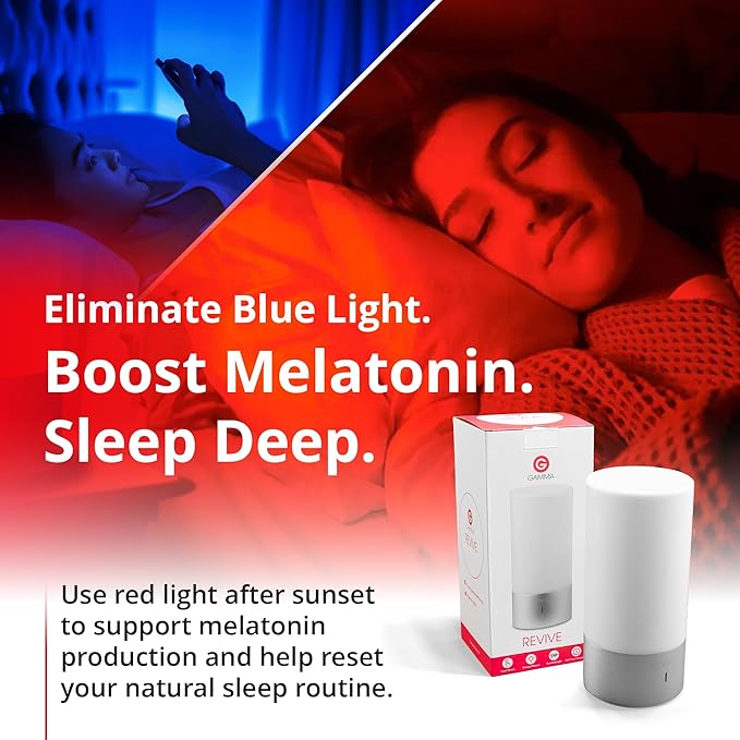 Revive - 670nm Red Light Sleep Lamp by Gamma - Melatonin Promoting Natural Sleep Aid, Bedroom & Nursery Nightlight