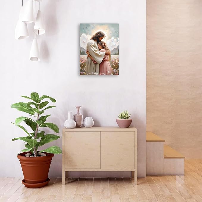 Christian Wall Art Print, Religious Scripture Biblical Decor, Faith-Based Inspirational Landscape with Cross, Digital Printed Canvas Poster for Church, Home Chapel, Prayer Room Decor