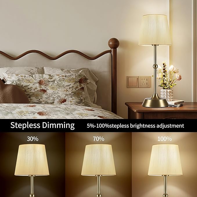 Set of 2 Cordless Cold Table Lamp,LED Portable Dimmable Desk Lamp,6000mA Battery Powered Table Lamp,Touch Control Fabric Table Light for Dining Room,Bedroom,Bar,Camping,Balcony.(LED Bulb Included)