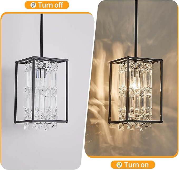 Modern Black Crystal Pendant Light Kitchen Island Dining Room entryway Haning Light Fixture