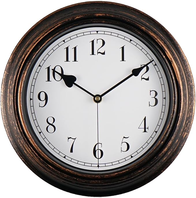 Retro Wall Clock, 12'' Vintage Silent Non Ticking Classic Clocks, Easy to Read, Quality Quartz Clock Battery Operated, Decorative Bedroom, Kitchen, Office