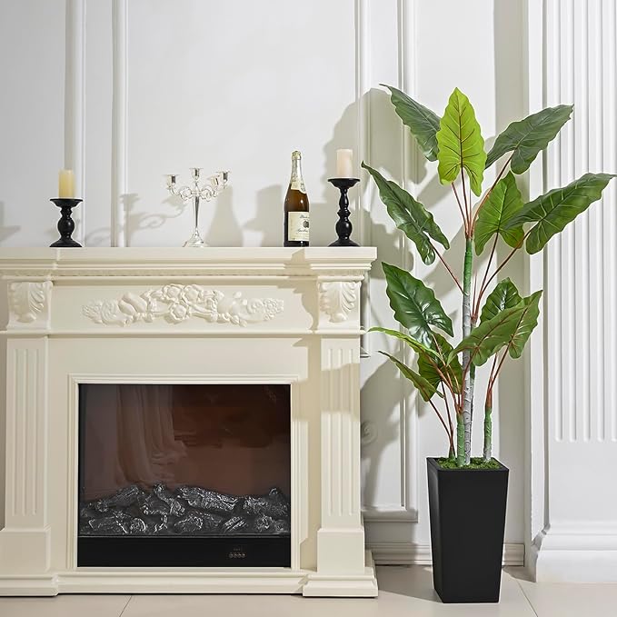 Artificial Plant Indoor 5.5FT - Fake Tree with Black Tall Planter - Faux Silk Plants Tall Fake Floor Plant in Pot - Artificial Trees for Home Office Living Room Decor Indoor