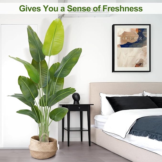 Lifelike Bird of Paradise Artificial Plant,6ft Faux Banana Leaf Tree with 13 Trunks - Perfect Indoor Silk Floor Plant for Home Decor in Living Room, Office, and Bedroom 1Pack