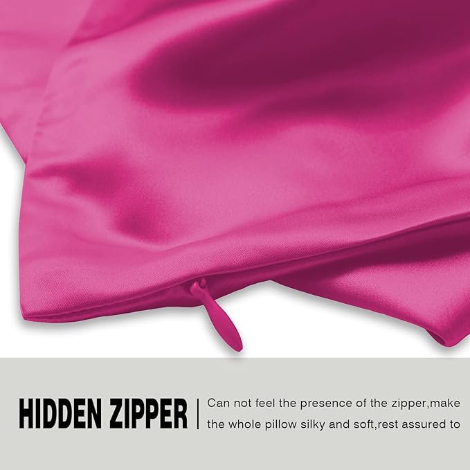 Mulberry Silk Pillow Cases Standard Size Silk Pillowcase with Zipper Soft Breathable Smooth Cooling Satin Silk Pillow Covers for Sleeping for Hair and Skin (Hot Pink,20"X 26",1Pcs)