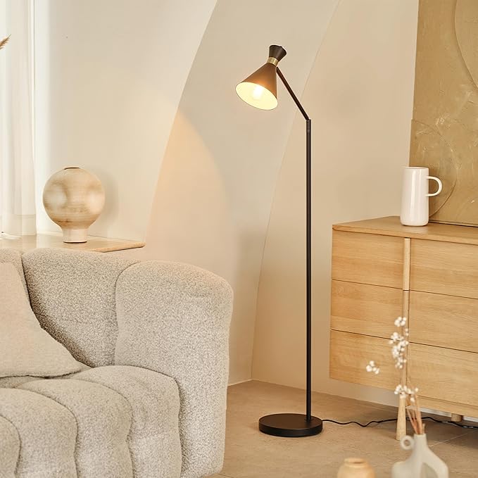 Globe Electric 61000059 62" Floor Lamp, Matte Black, Matte Brass Accents, On/Off Rotary Switch on Socket, Floor Lamp for Living Room, Floor Lamp for Bedroom, Home Office Accessories