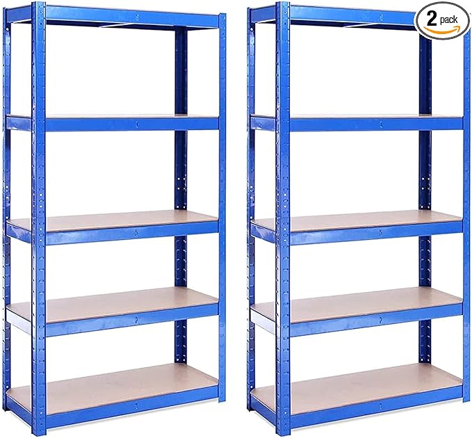 G-Rack | 5 Tier Garage Shelving Units | Metal Shelving Storage | Heavy-Duty Organization Racks | Adjustable Shelves | 2000LB Capacity | Ideal for Workshop, Shed, Office - 59D x 30W x 12H (Blue)