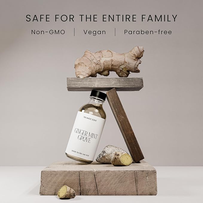 Ginger Mint Grove Diffuser Oil - Hotel & Home Luxury Scents - Diffuser Oil Scents for Home Designed for Use in All Diffusers - 4 fl oz, 120 mL