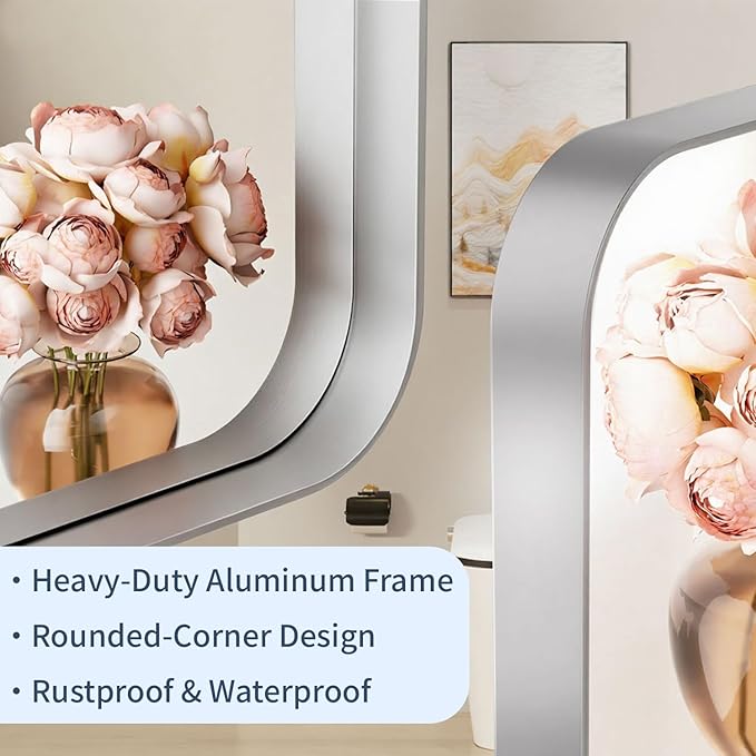 30×36 Silver Bathroom Vanity Mirror - Rectangle Mirror for Over Sink with Tempered Glass & Rounded Corners for Entryway, Restroom, Bedroom Horizontal/Vertical Wall-Mounted, Farmhouse Modern