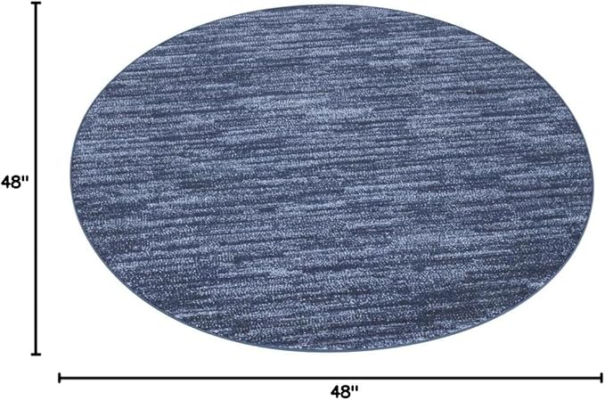Nourison Home Essentials Indoor/Outdoor Navy Blue 4' x Round Area Rug, Easy Cleaning, Non Shedding, Bed Room, Living Room, Dining Room, Backyard, Deck, Patio (4 Round)