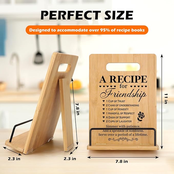 Friendship Gifts for Women, Birthday Gifts for Women Friendship Cookbook Stand, Best Friends Gifts for Women Friends Sister Bestie, Friend Gifts for Birthday Christmas Long Distance Cookbook Holder