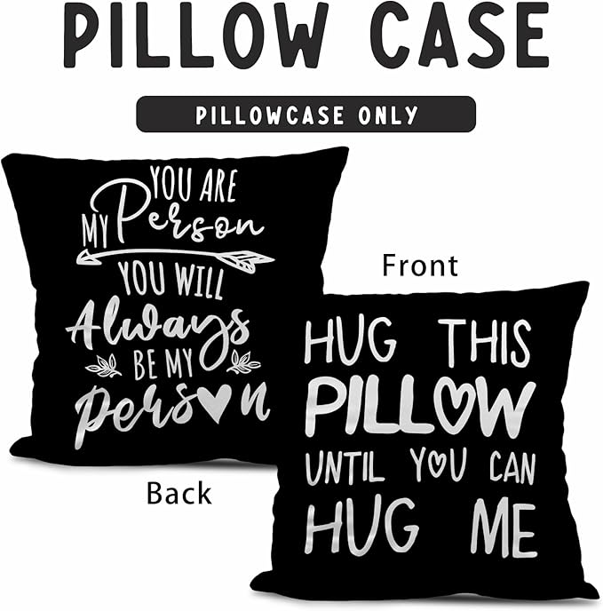 Long Distance Relationships Gifts Reversible Throw Pillow Covers Decor for Home Bedroom,18'' x 18'' Pillow case,Boyfriend Girlfriend Birthday Gifts,Gift Wife,Husband,Wedding Anniversary (black-2)