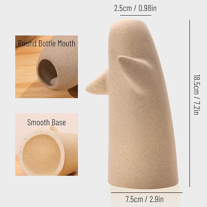 2 Pack Flower Vases for Bouquet, Clay Small Ceramic Vases for for Centerpieces Home Decor Accents Terracotta Vase for Table Entryway Bookshelf Living Room