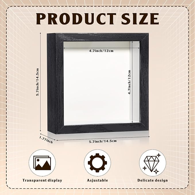 Ripeng 16 Pack Shadow Box Frame Display Case Picture Frame for Wedding Bouquet, Back to School Crafts, Memorial Photos, Ticket, Teacher, Medal, DIY Wall or Tabletop Gift Decor(5 x 5 Inch,Black)
