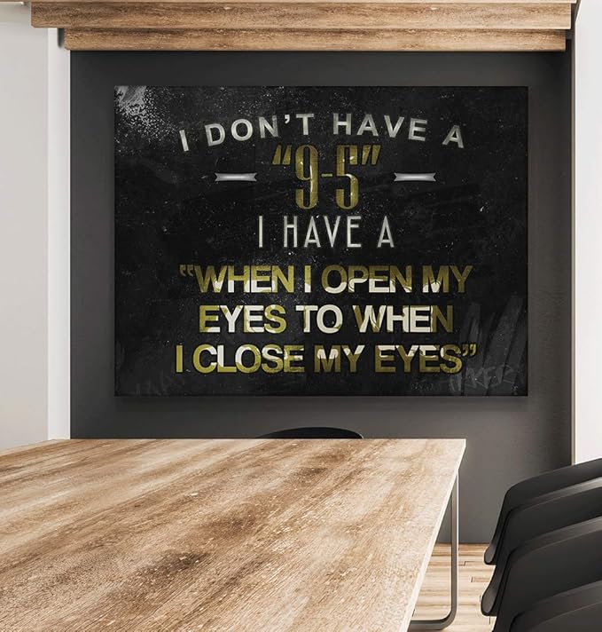 SuccessHunters Hustler Quote Canvas Print 9-5 Motivational Wall Office Decor Modern Art Entrepreners Motivation Entrepreneur Inspirational Hustler Quotes (8 x 8 in)