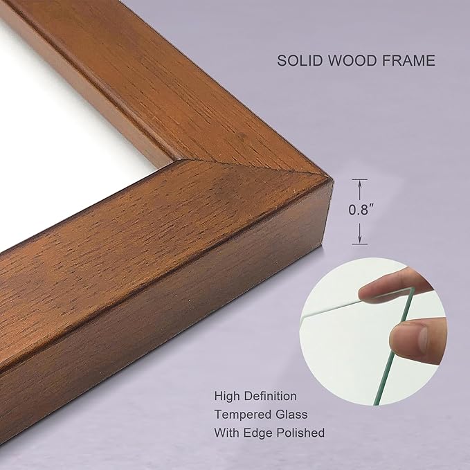 11x14 Picture Frame Set of 2 Made of Solid Wood with Real Glass for Pictures 8x10 with Mat or 11x14 Without Mat, Wall Mount or Tabletop Gallery Photo Frames, Brown
