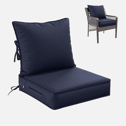 Premium Outdoor Seat Cushion Chair Cushions for Patio Furniture 19 L X 19 W X 4 H Waterproof & Fade Resistant Deep Seat and Backrest Cushion Set with Removable Covers for Chair, Sofa