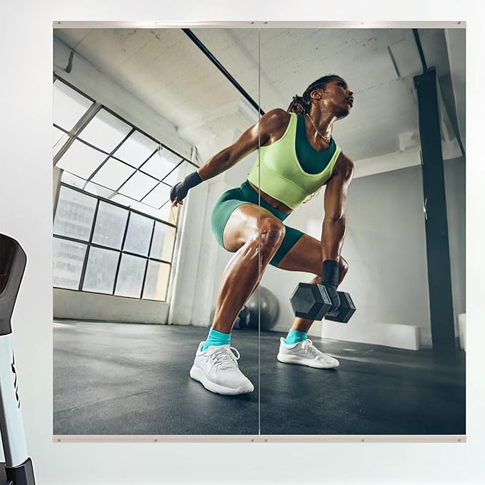 ROOMTEC Workout Mirrors for Home Gym 48"x32", Large Wall Mirror Full Length for Fitness, Yoga, Big Wall Mounted Frameless Glass Mirror for Garage, Dance Studio, Bedroom
