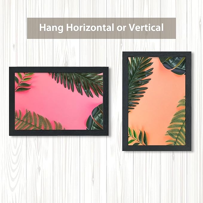 VCK 24 x 36 Inch Black Poster Frame Wood with Plexiglass Hanging Hardware Large Picture Frame for Poster Artwork Certificate Included 5 Pack