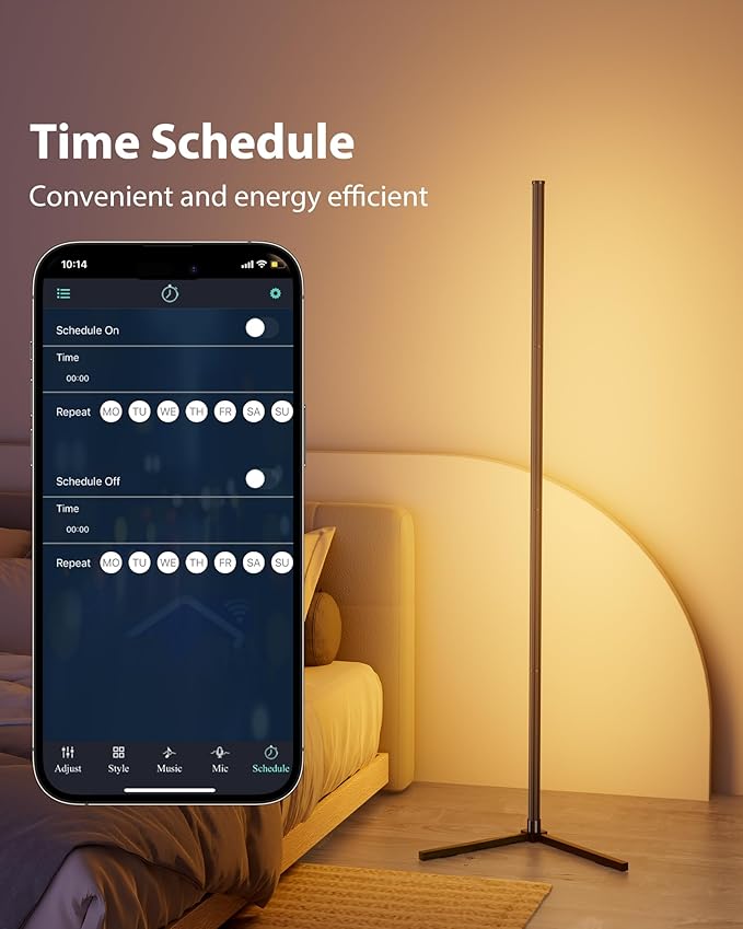 KFM Corner Floor Lamp, 65" Smart RGB LED Corner Lamp with App & Remote Control, 16M Colors,300+ Modes, Music Sync & Timer, Modern Mood Light for Living Room, Gaming Room & Bedroom
