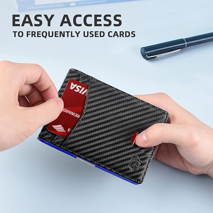 Zitahli Slim Wallet for Men Gifts 12 Card Slots ID Window With Money Clip Minimalist RFID Front Pocket Bifold Leather Small Thin Gift Box Dad Birthday Christmas Regalos Hombres