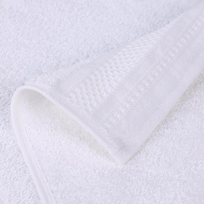 Superior Honeycomb Cotton Medium Weight Towels, for Guest Bath, Master Bathroom, Shower, Quick Dry, Adults, Home Essentials, Textured Waffle Border, Assorted Towel Set, 8 Piece Towel Set, White