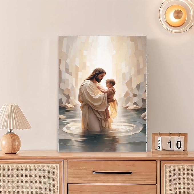 Christian Wall Art Print, Religious Scripture Biblical Decor, Faith-Based Inspirational Landscape with Cross, Digital Printed Canvas Poster for Church, Home Chapel, Prayer Room Decor