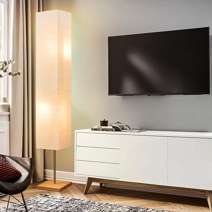 GyroVu 65" Floor Lamp for Living Room, 3 Way Dimmable Standing Lamp for Bedroom, Corner Floor Lamp for Office& Living Room(Bulbs Included)