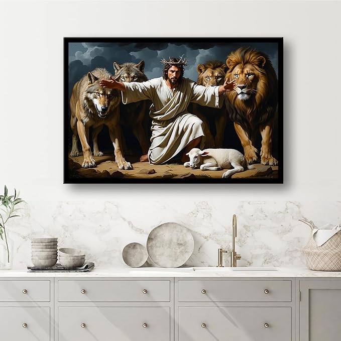 Christian Wall Art Print, Religious Scripture Biblical Decor, Faith-Based Inspirational Landscape with Cross, Digital Printed Canvas Poster for Church, Home Chapel, Prayer Room Decor