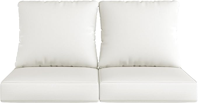 UIXE Outdoor Deep Seat Cushion Set with Slipcovers, Patio Furniture Cushions & Back Pillow, Water-Resistant Outdoor Cushion Cover Backyard Sectional Sofa Cushions for Bistro Chair - Beige