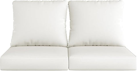 UIXE Outdoor Deep Seat Cushion Set with Slipcovers, Patio Furniture Cushions & Back Pillow, Sectional Sofa Bistro Chair Cushion - Beige, Set of 2