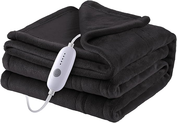 Electric Heated Blanket Microplush Cover Blanket, Twin Size 62"x84" with 5 Heat Settings & 10 Hours Auto Off, Cozy & Warm for All Night, Machine Washable, Iron Grey