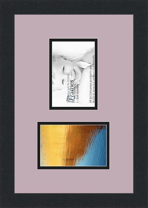 ArtToFrames Double-Multimat-102-805/89-FRBW26079 Collage Photo Frame Double Mat with 2-4x6 Openings and Satin Black Frame