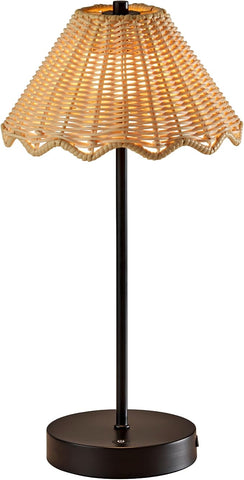 Adesso Cordless Table Lamp with 3-Level Touch Dimmer & Built-in Rechargeable Battery – 15" Tall Touch Lamp, Black Finish