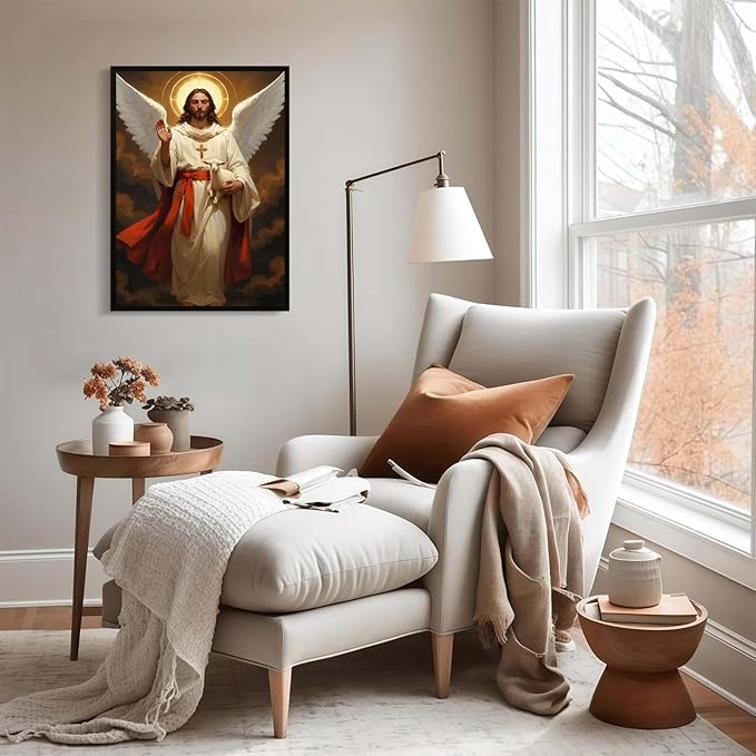 Christian Wall Art Print, Religious Scripture Biblical Decor, Faith-Based Inspirational Landscape with Cross, Digital Printed Canvas Poster for Church, Home Chapel, Prayer Room Decor