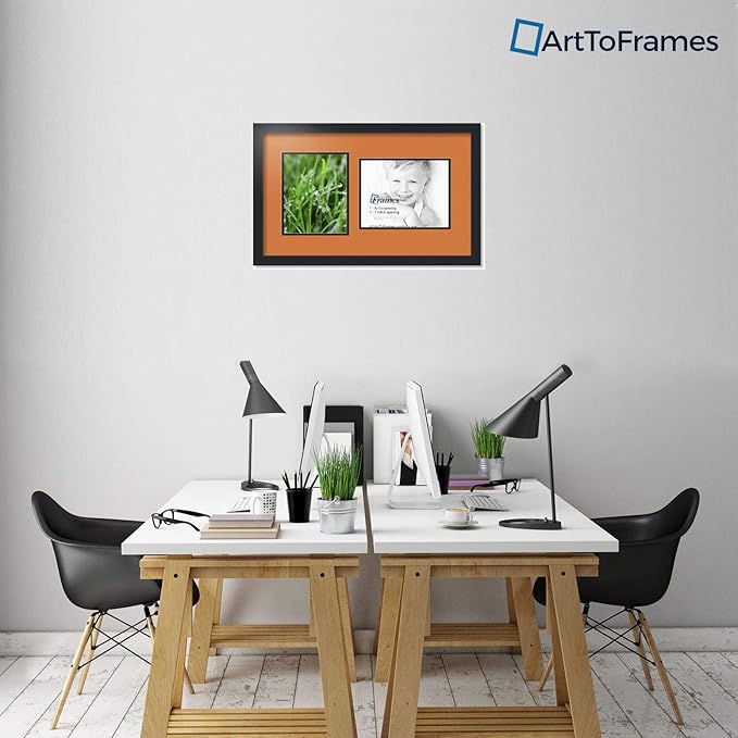 ArtToFrames Collage Photo Frame Double Mat with 1 - 8.5x11^ 8x10 Openings and Satin Black Frame