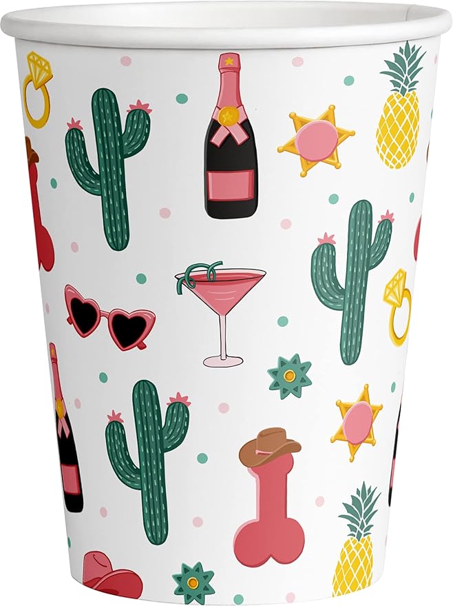 Bachelorette "Same Prick Forever" Tableware Pack: Disposable Paper Plates, Napkins and Cups Set for 20