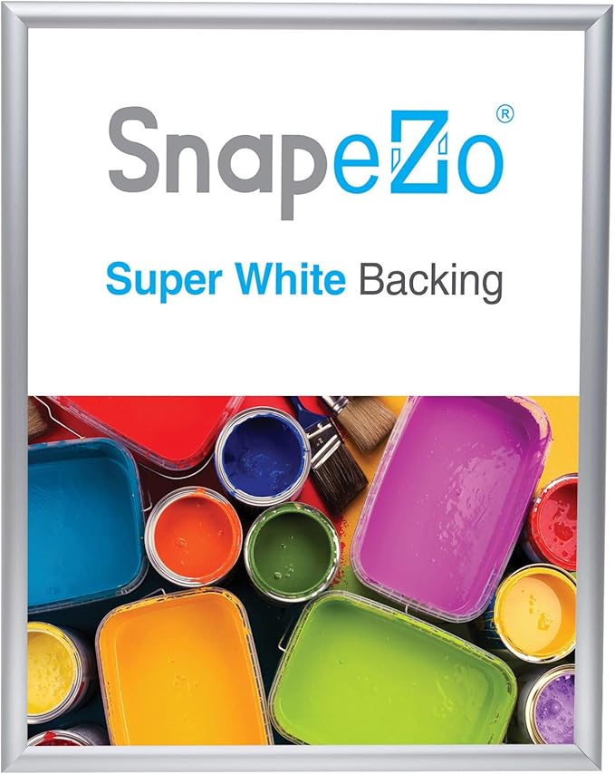 SnapeZo Poster Frame 18x24 Inches, Silver 1 Inch Aluminum Profile, Front-Loading Snap Frame, Wall Mounting, Sleek Series