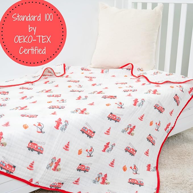 LollyBanks Muslin Baby Blanket 100% Organic Cotton, Muslin Quilt Lightweight, 6 Layers Baby Blankets 47"x 47", Toddler Blanket for Boy and Girl, Nursery Receiving Blankets (Dogs Print)
