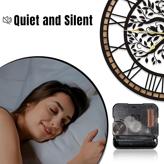 Wall Clocks for Living Room Decor - Big Wall Clock, Quiet and No Ticking Suitable for Wall Decor, Living Room Decoration, Kitchen Decoration (16 in)
