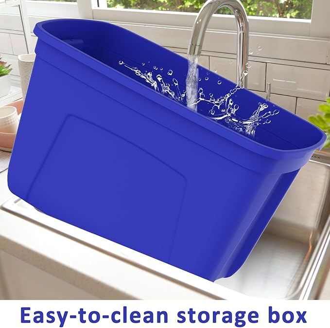 Storage Totes with Lids - Made in USA 18-Gallon (72-Quart) 4-Pack storage bins with lids plastic storage containers large storage boxes for Organizer Blue/Blue