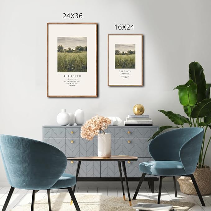 CHDITB christian Path Framed Canvas Wall Art Set, Biblical Verses Wall Decor, scripture Spiritual Wall Painting, Vintage the way the truth the life Art Prints for Church Zen Room Office 16"x24"x3