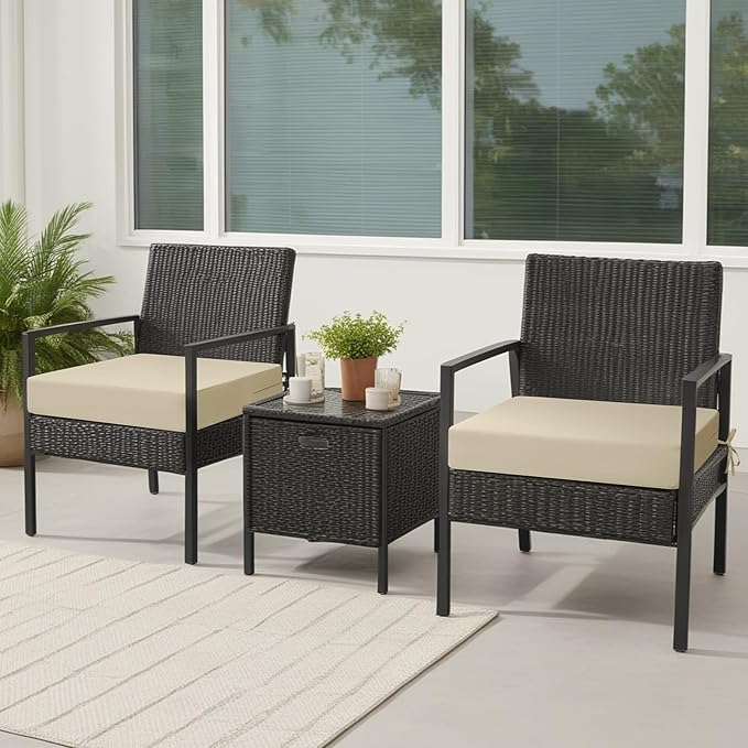idee-home Outdoor Cushions for Patio Furniture, Outdoor Seat Cushion, Waterproof Couch Hampton Bay Deep Seat Replacement Chair Cushions for Garden Lawn Backyard Deck, 22 x 22 Beige