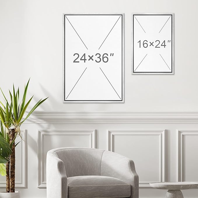 MUDECOR Framed Canvas Print Wall Art Bauhaus Art Prints Abstract Mid Century Modern Wall Art Minimalist Decor for Bedroom - 24"x36"x3 White