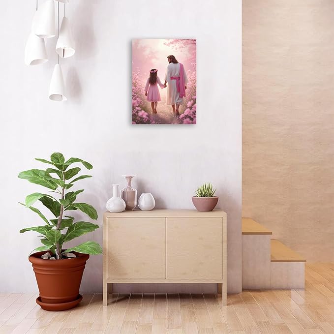 Christian Wall Art Print, Religious Scripture Biblical Decor, Faith-Based Inspirational Landscape with Cross, Digital Printed Canvas Poster for Church, Home Chapel, Prayer Room Decor