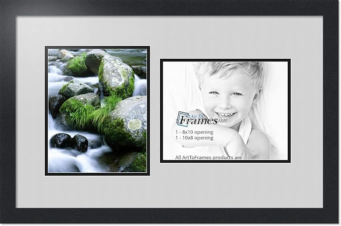 Art to Frames Double-Multimat-107-756/89-FRBW26079 Collage Photo Frame Double Mat with 2-8x10 Openings and Satin Black Frame